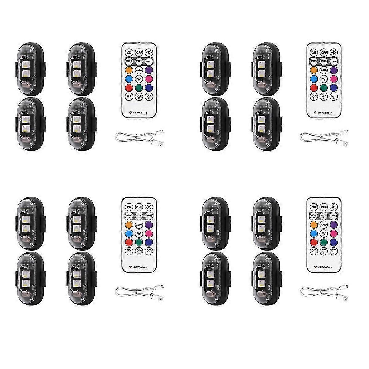 16PCS Wireless LED Strobe Lights with Remote Control, 8 Colors USB Charing Waterproof Emergency War