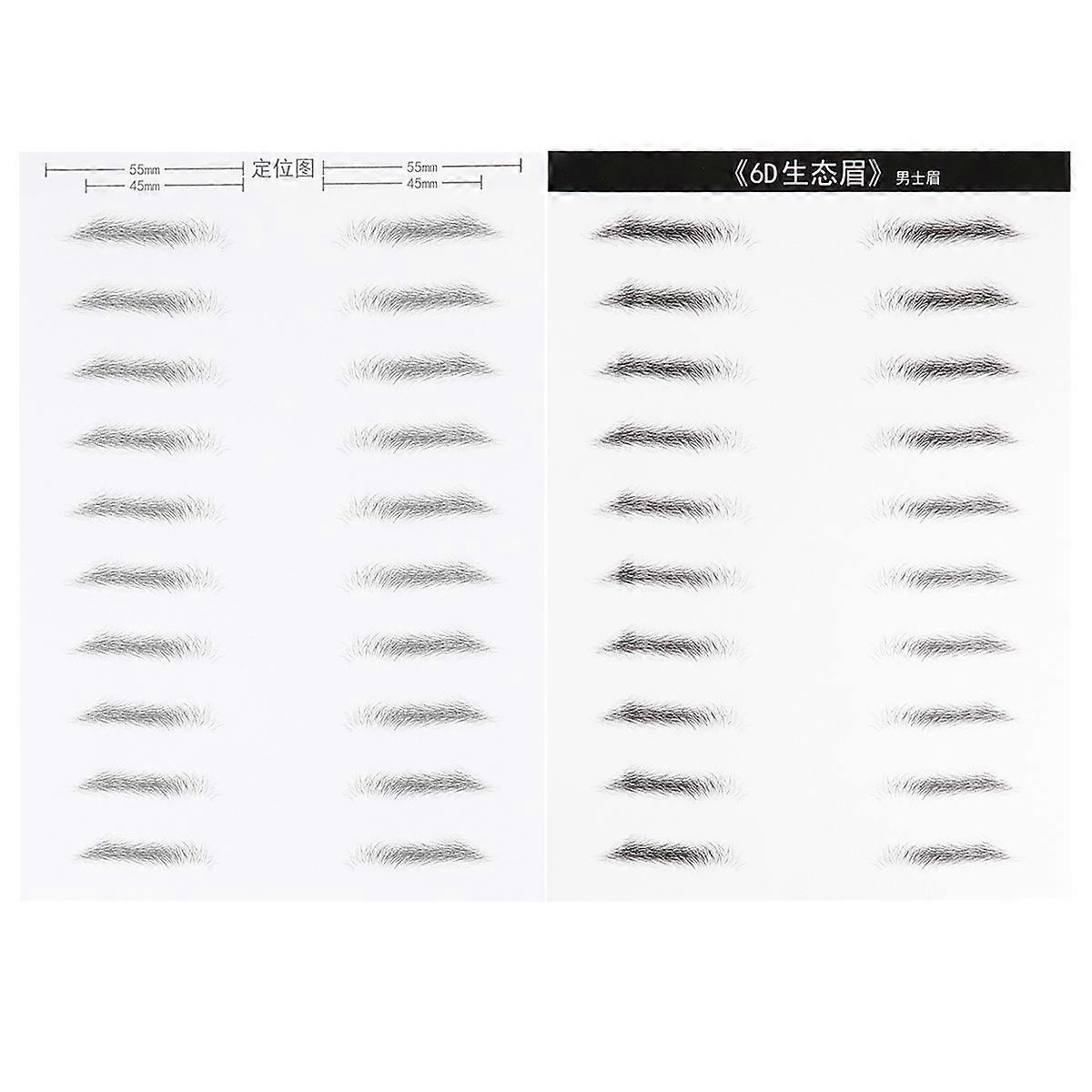 Black Eyebrow Stickers Artificial Eyebrow Patches Makeup Tools for Easy Application 2 Sheets/20 Pairs