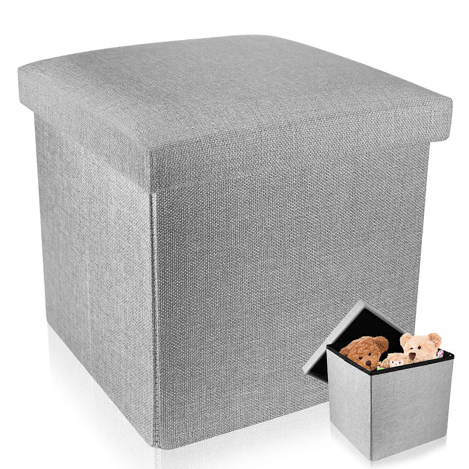 Fabric Folding Storage Stool Gray 30*30*30cm