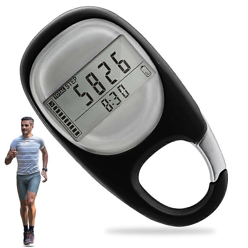 pedometer to walk 3D pedometer with clip portable digital pedometer simple stepping counter pedometer without app and cell phone walking black