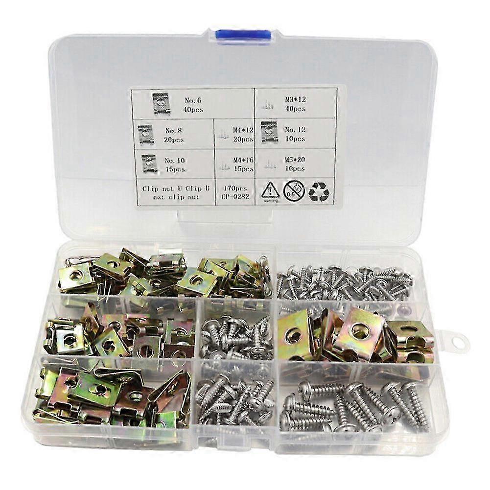 170-Piece U-Clip Assortment - Versatile Fasteners for DIY Repairs and Projects