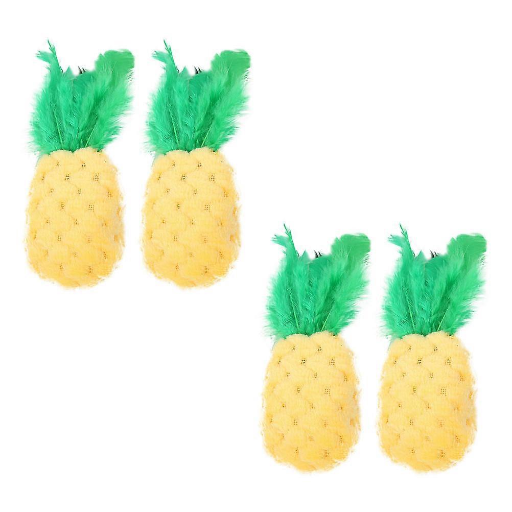 Cat Pineapple Plush Toy for Teeth Grinding 4Pcs Interactive Catnip Set
