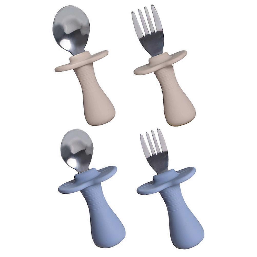 Stainless Steel Toddler Spoon Fork Set for Kids Assorted Color Ergonomic Design Easy to Clean 2 Sets
