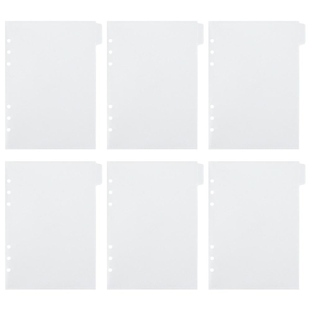 Portable Budget Pockets 6 Pack Reusable PP Binder Inserts for Cash Envelopes, Document Organization, Budgeting & Planning with Pre Drilled Holes