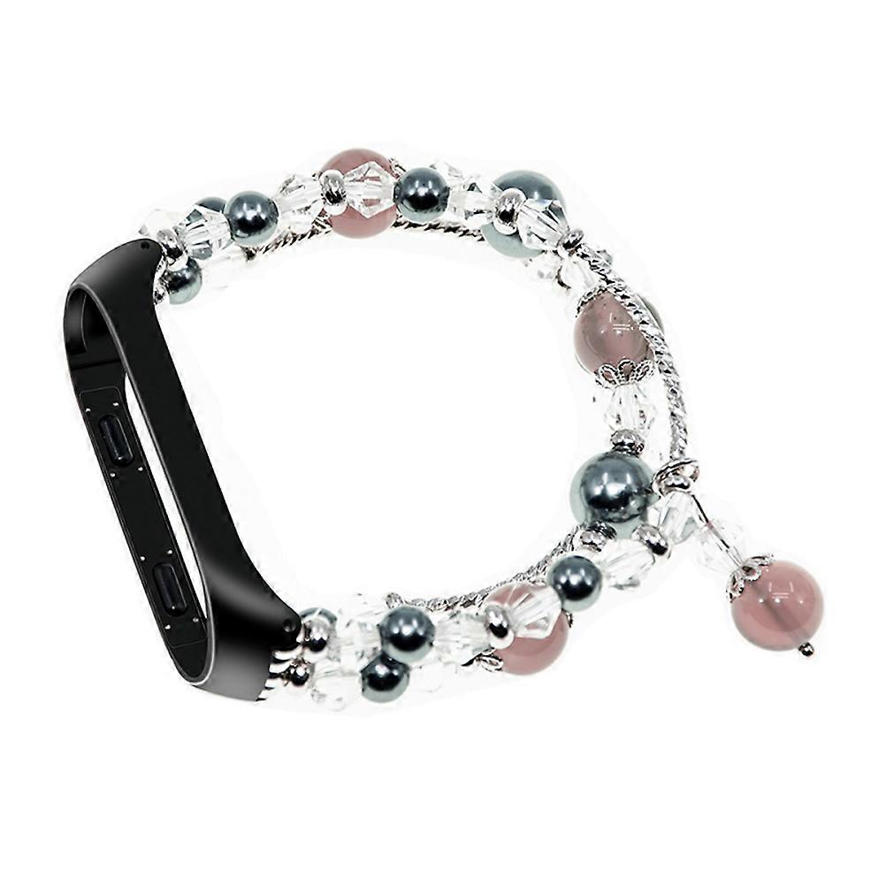 Crystal Pearl Decorative Watch Strap for 4 Grey Ergonomic Comfortable Replacement Bracelet Fits Wrist Size