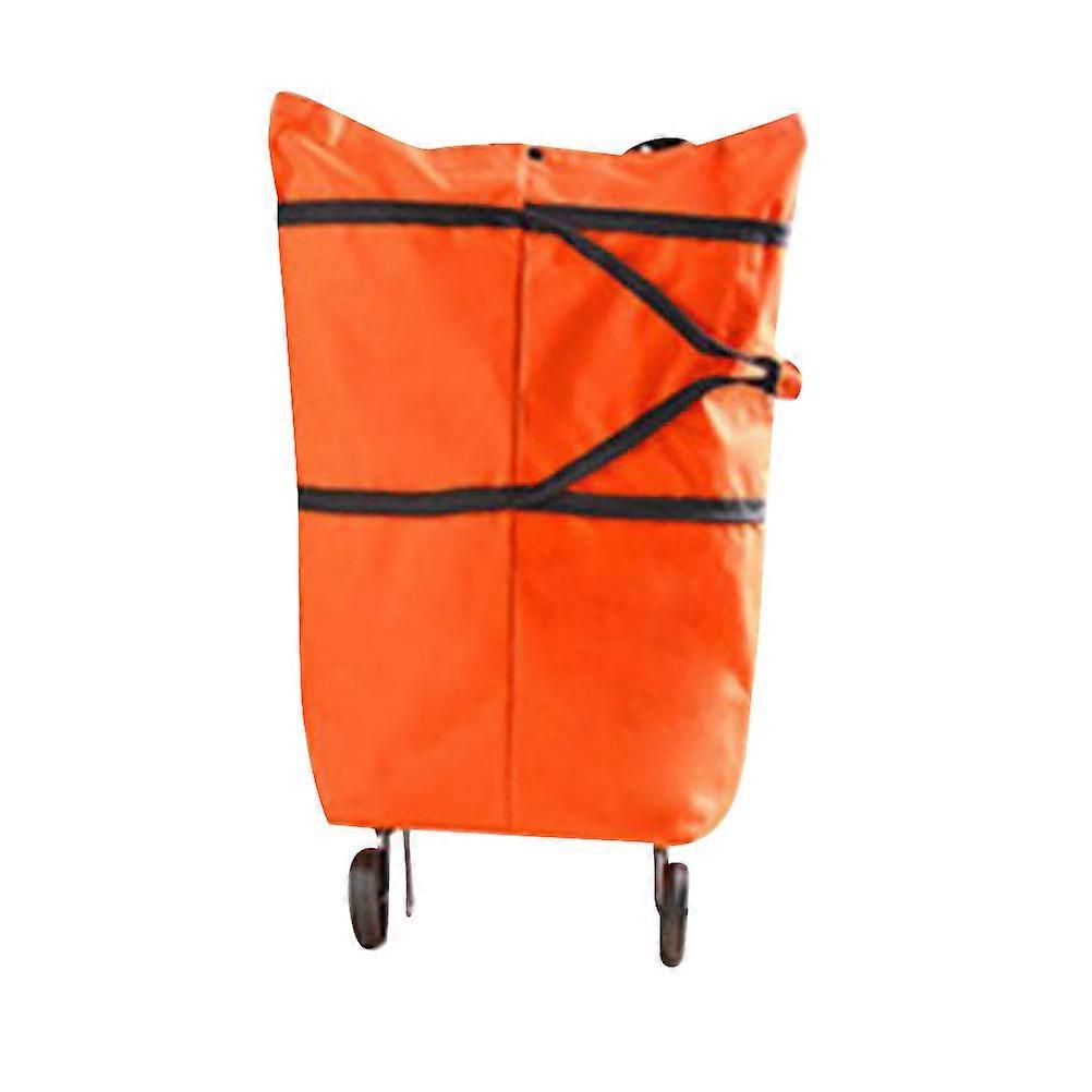 Lightweight Folding Shopping Cart 1Pack Oxford Cloth Grocery Bag For Shopping And Travelling In Orange Color With Rectangular Shape