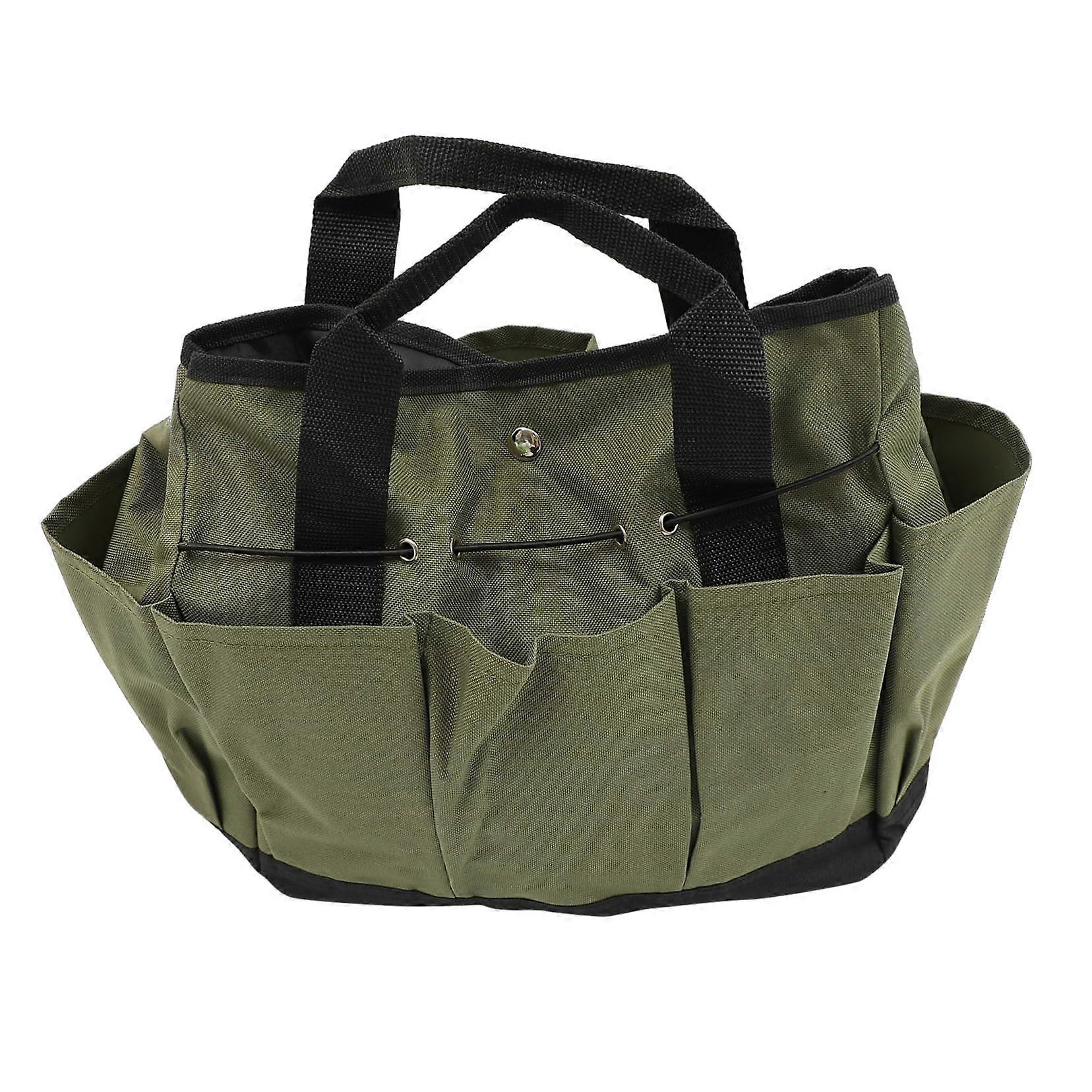 Garden tool set with garden tool container, household garden tool bag, multipurpose hand bag for storage and exterior pockets.