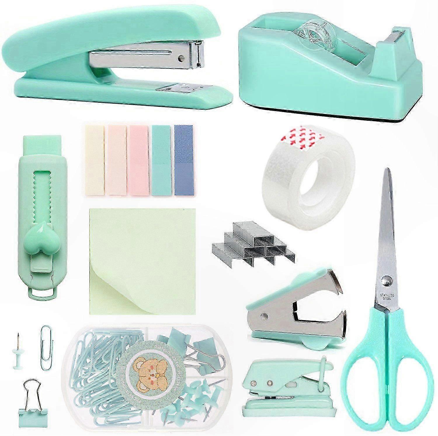 Office Stapler Kit with Tape Dispenser, Hole Punch, and Staple Remover for Everyday Use