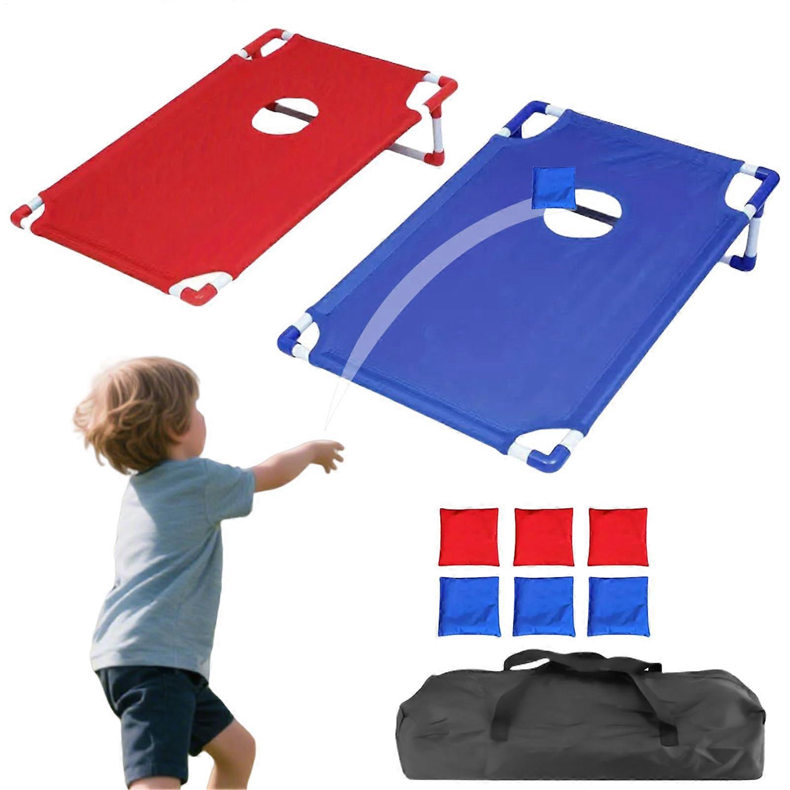 Cornhole Game Set Outdoor, Cornhole Games for Adults, Includes 6 Bean Bags and 58 x 51 cm Playing Board for Garden Backyard Courtyard Camping Park