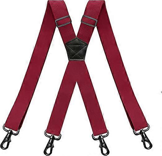 Wine Red X-Back Suspenders - Adjustable Braces