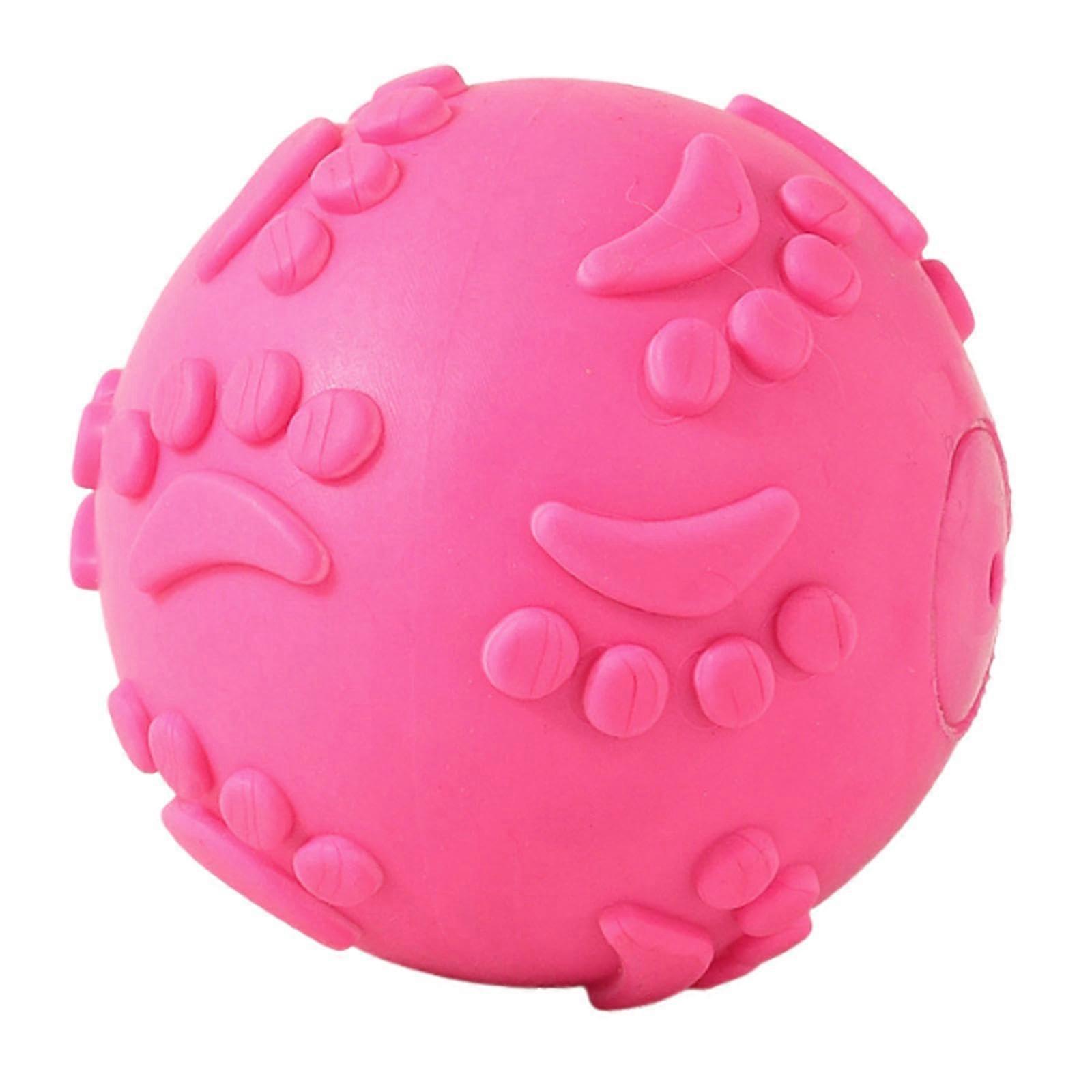 Dog Toy Ball Squeaky Chew Toy For Aggressive Chewers Small Medium Large Dogs Rose Red