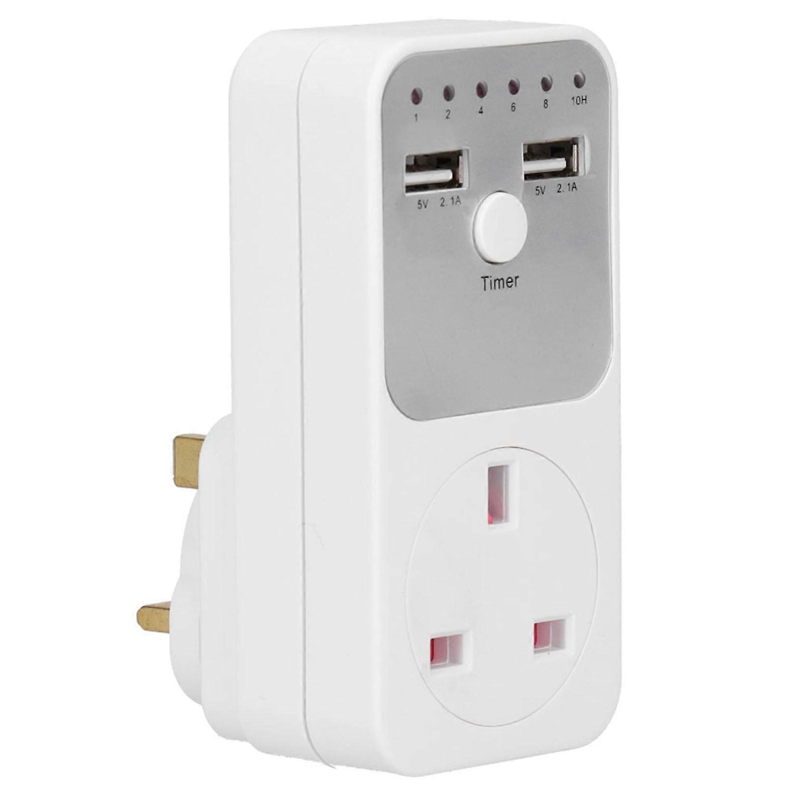 USB Smart Digital Countdown Timer Socket, 10.9x5.4x7.5cm, 2.1A Output