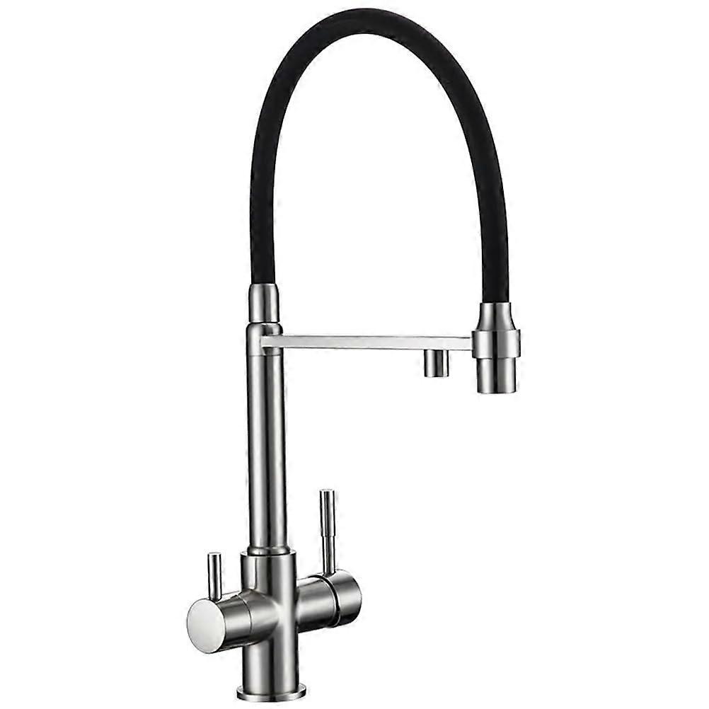 Brass Sink Taps with Pull Out Spray and Filter in Brushed Nickel