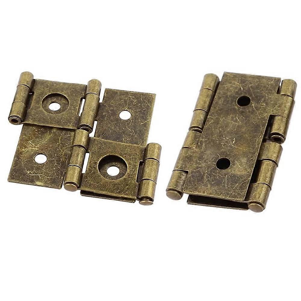 Folding Double Hinges 360° Antique Bronze Iron Door Hinges 54mm x 47mm for Cabinets - 10 Pcs Retro Style Set