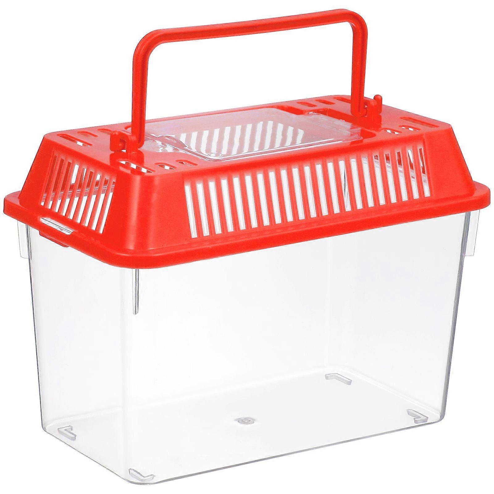 Mini Fish Tank Plastic Handheld Fish Tank for Turtle and Pet Fish (- Lid for Random)