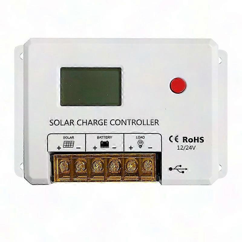 10A PWM Solar Charge Controller 12V/24V with LCD Display & USB Port for AGM Gel Flooded Lithium Batteries