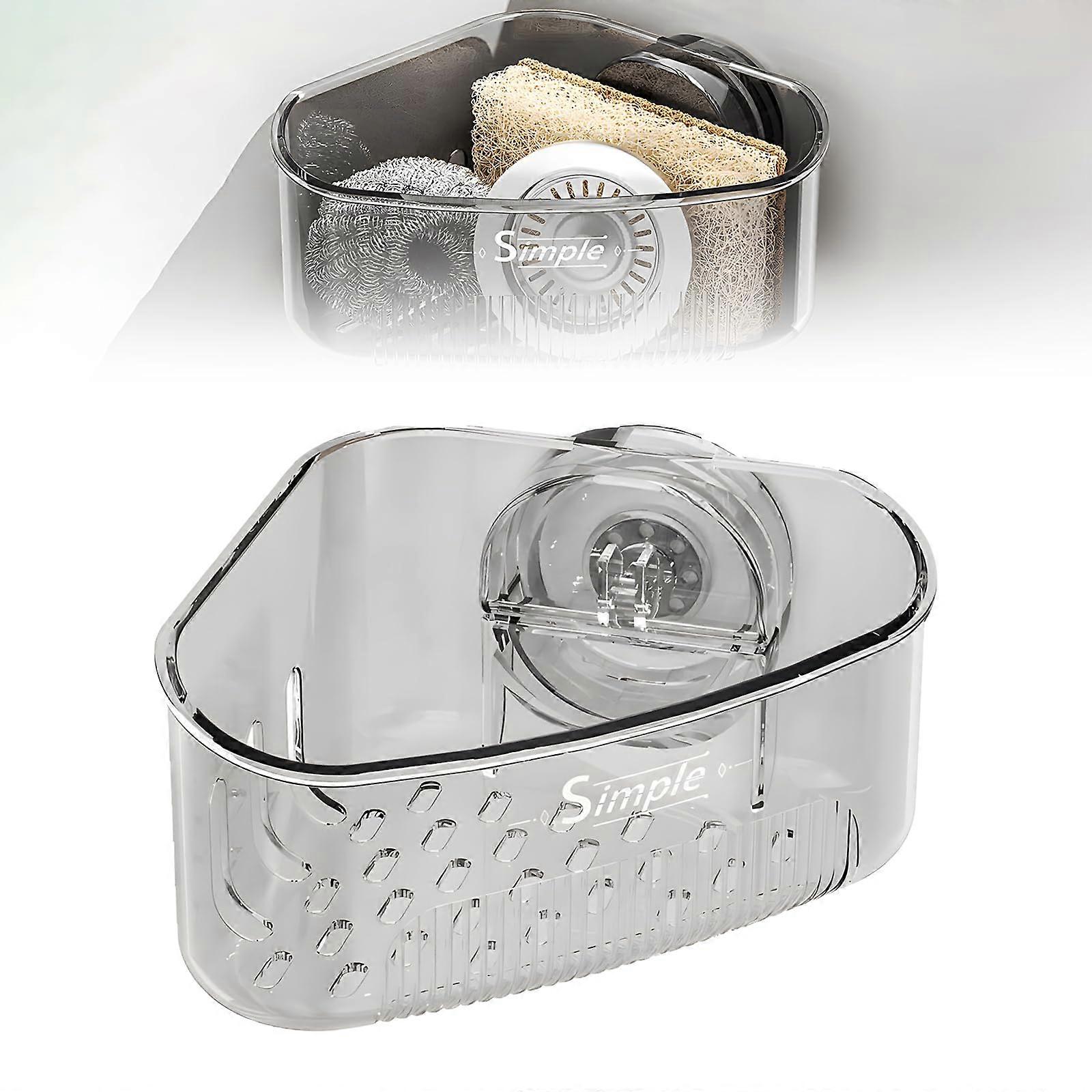 Sugekopp til avløpskurv til vask, svampholder til hjørnevask, selvdrenerende oppbevaringsstativ til vask, kjøkkenorganisator