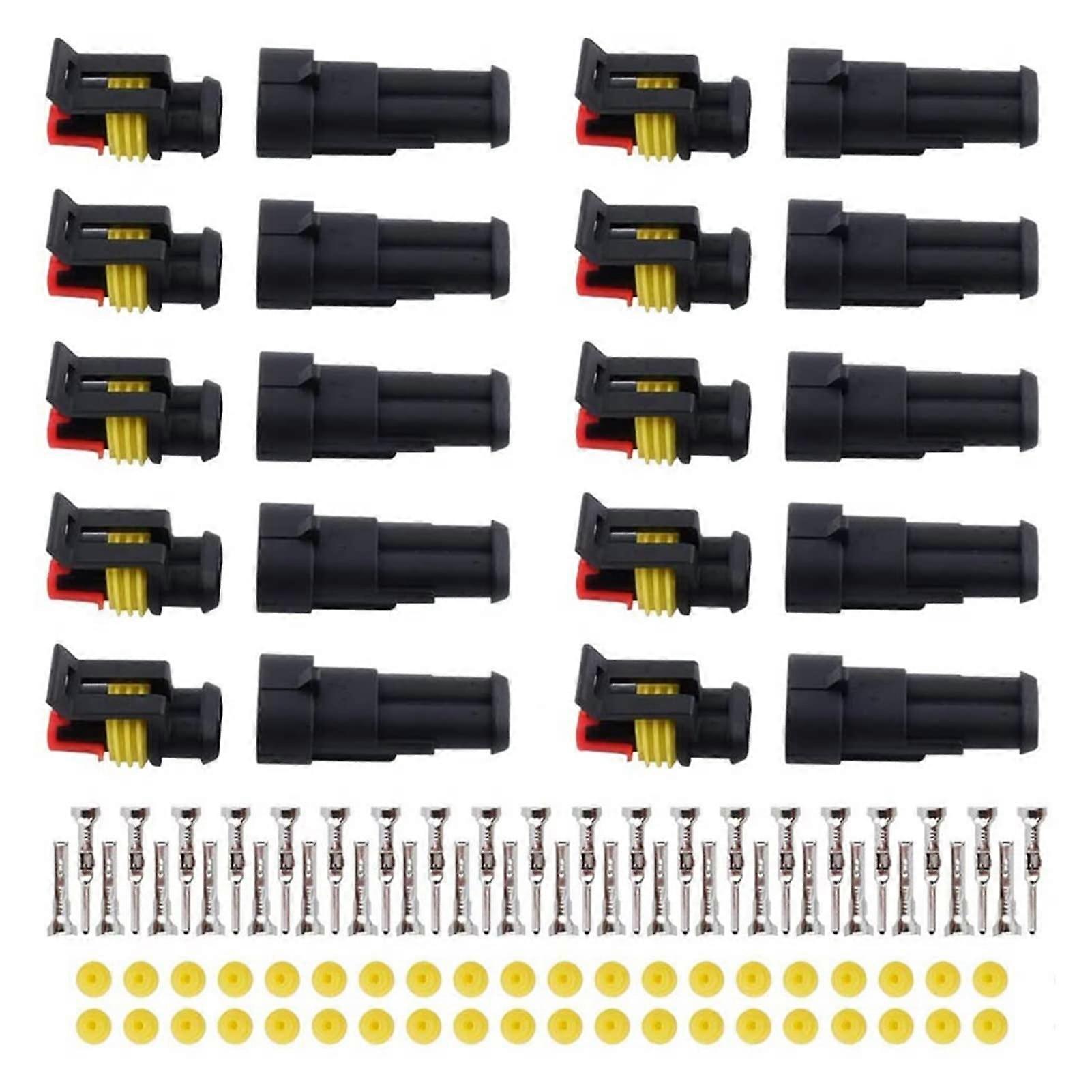 5 Kit bag 1 pin/2 pin/3 pin/4 pin/5 pin/6 pin waterproof electrical connector 1.5 mm series terminal waterproof(1P) 5Sets 1P