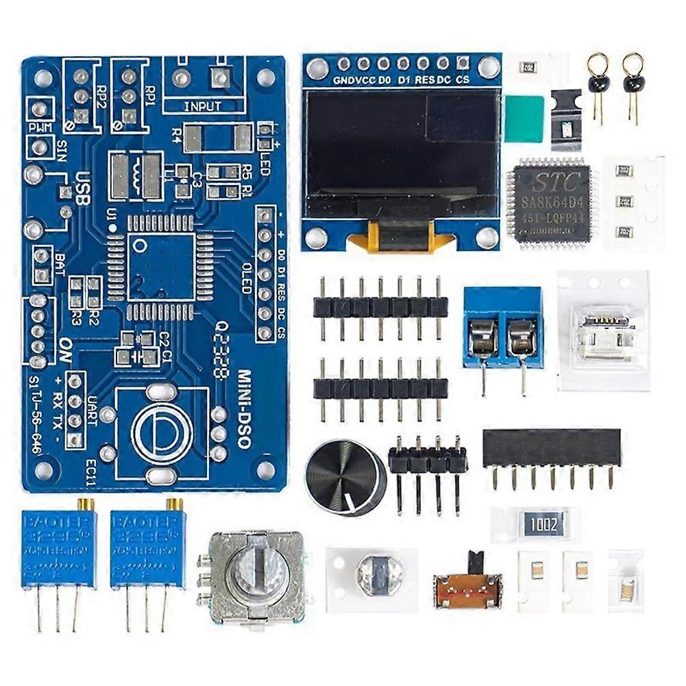 Mini DOS LCD Oscilloscope Kit STC8K8A Single Chip Microcomputer Electronic Soldering Practice Loose Parts Without Shell Ref: 6212