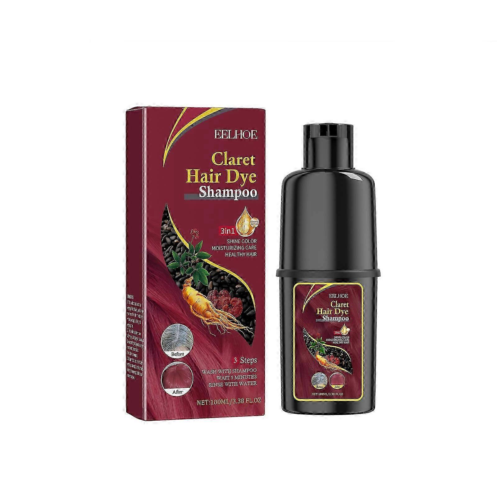 EELHOE Black hair dye shampoo (wine red) Gentle, non-irritating, moisturizing scalp, easy color change hair shampoo