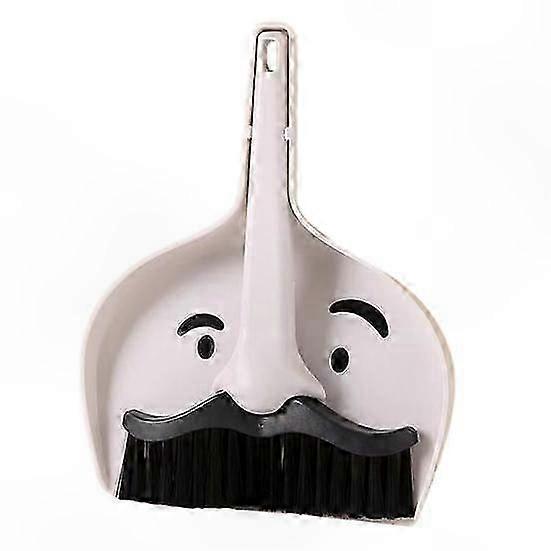 Compact Desktop Broom and Dustpan Set with Ergonomic Handle and Snap-On Design for Countertop Use