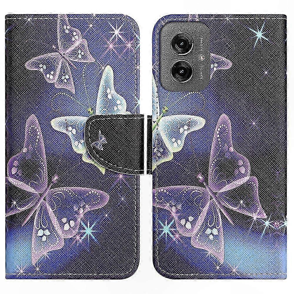 Cross Texture Leather Case for Moto G55 5G with Pattern Design Phone Cover