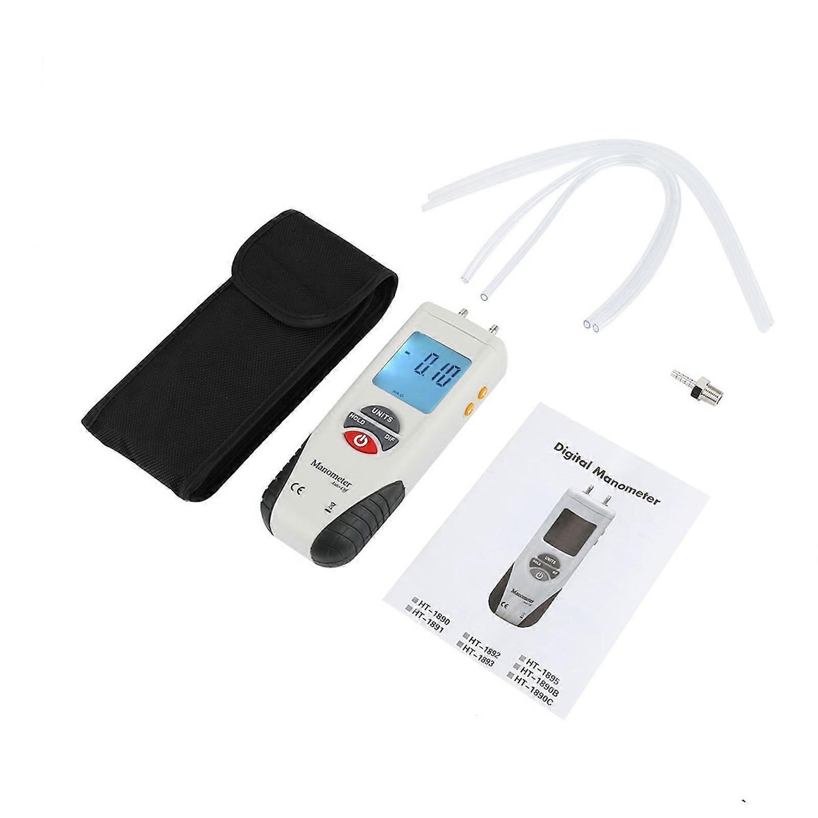 HT1890 Handheld Digital Manometer Differential Gauge Air Pressure Meter 11 Selectable Units
