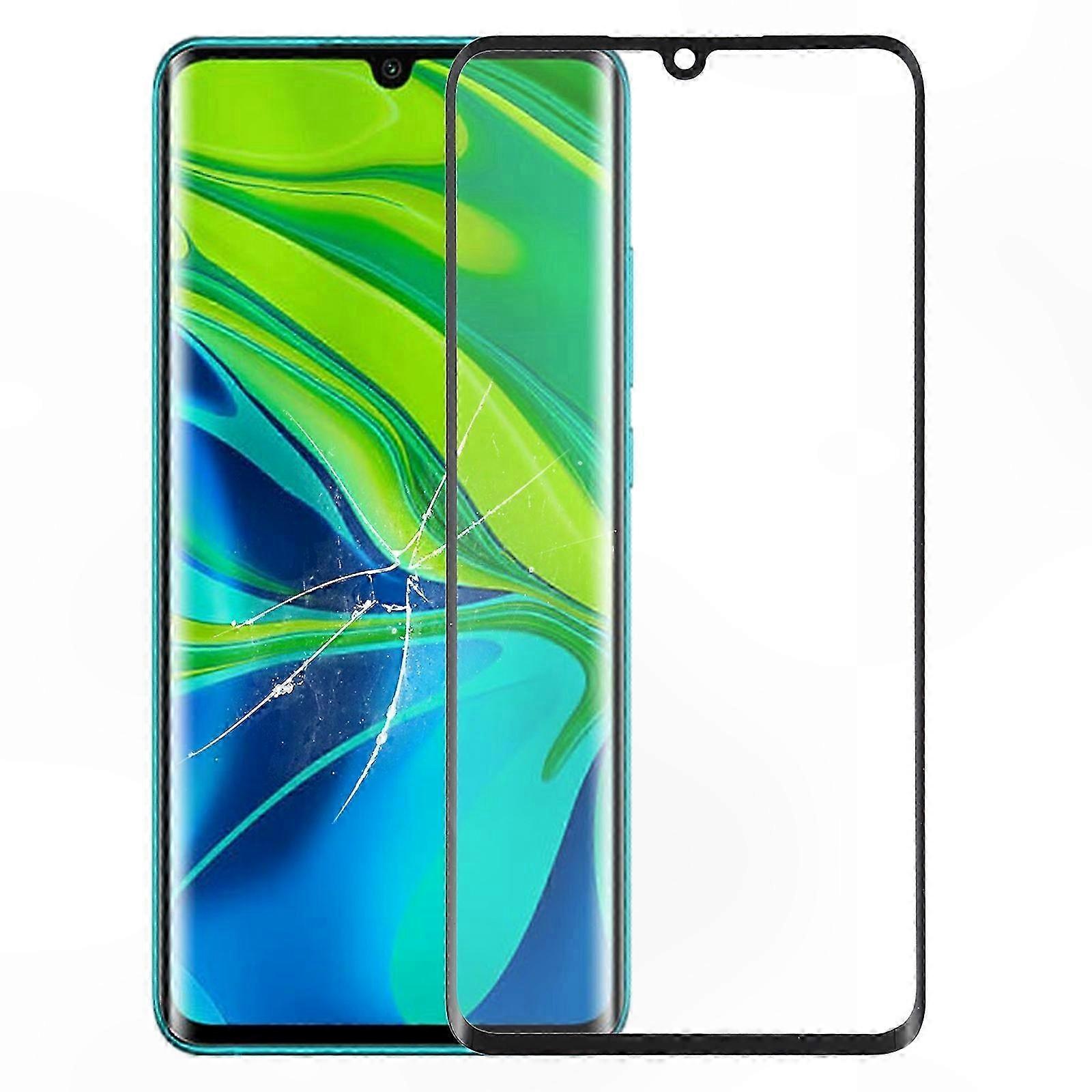 Black Outer Glass Lens for Front Screen Replacement - Compatible with CC9 Pro, Note 10, Note 10 Pro Models