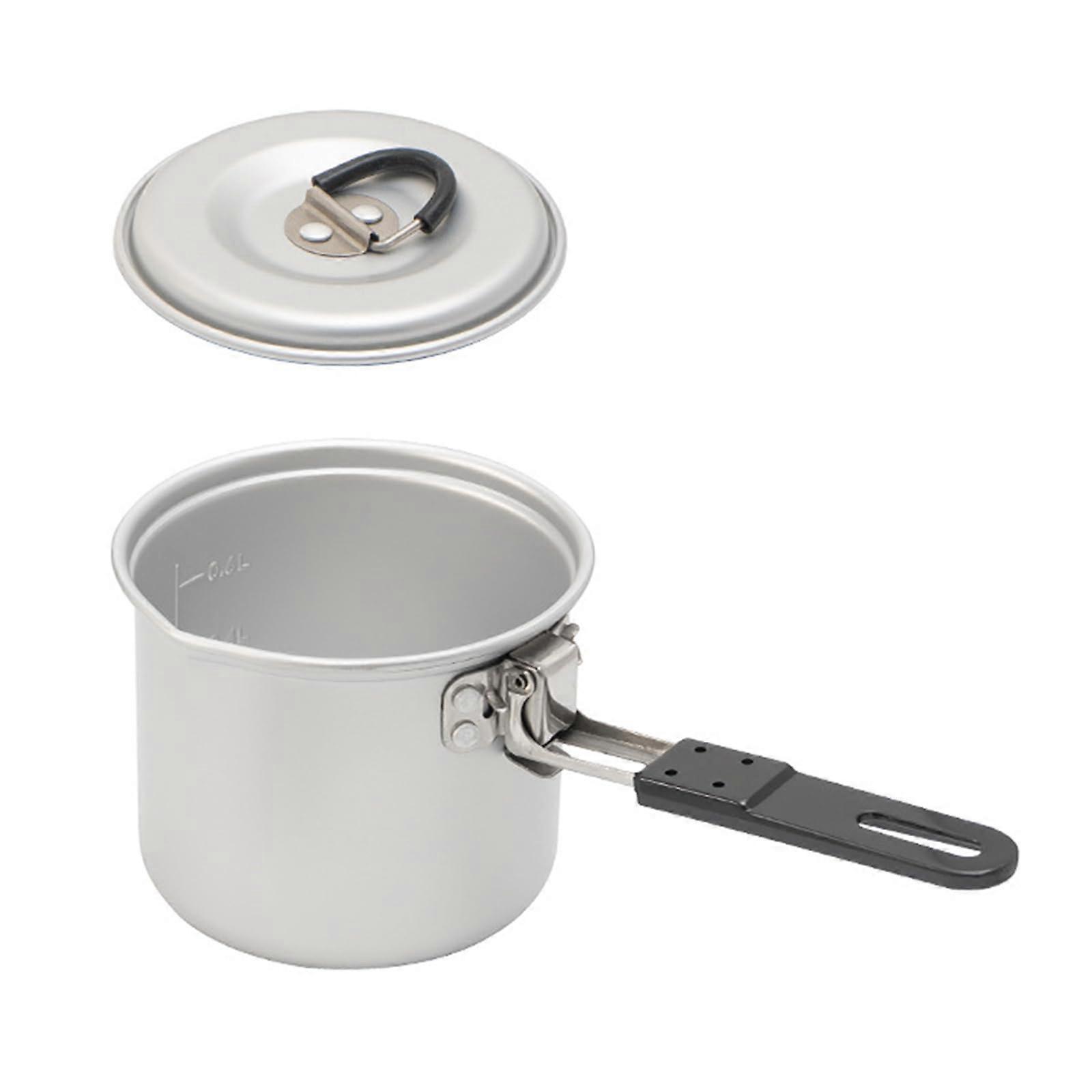 Efficient Camping Kettle Silver Coffee Pot with Foldable Handle for Backpacking Outdoor Cooking 1.5L Lightweight