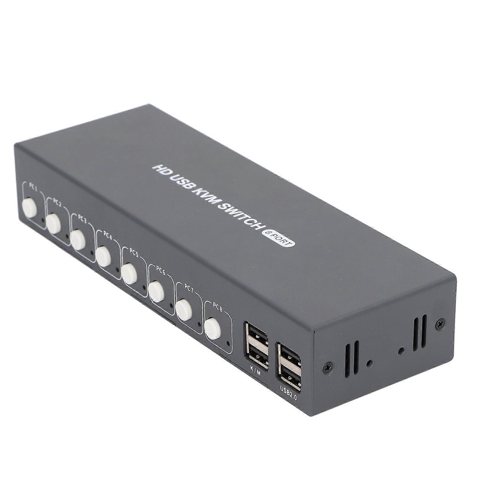 8-Port 4K 30Hz HD USB KVM Switch 1 Display Share Black Alloy