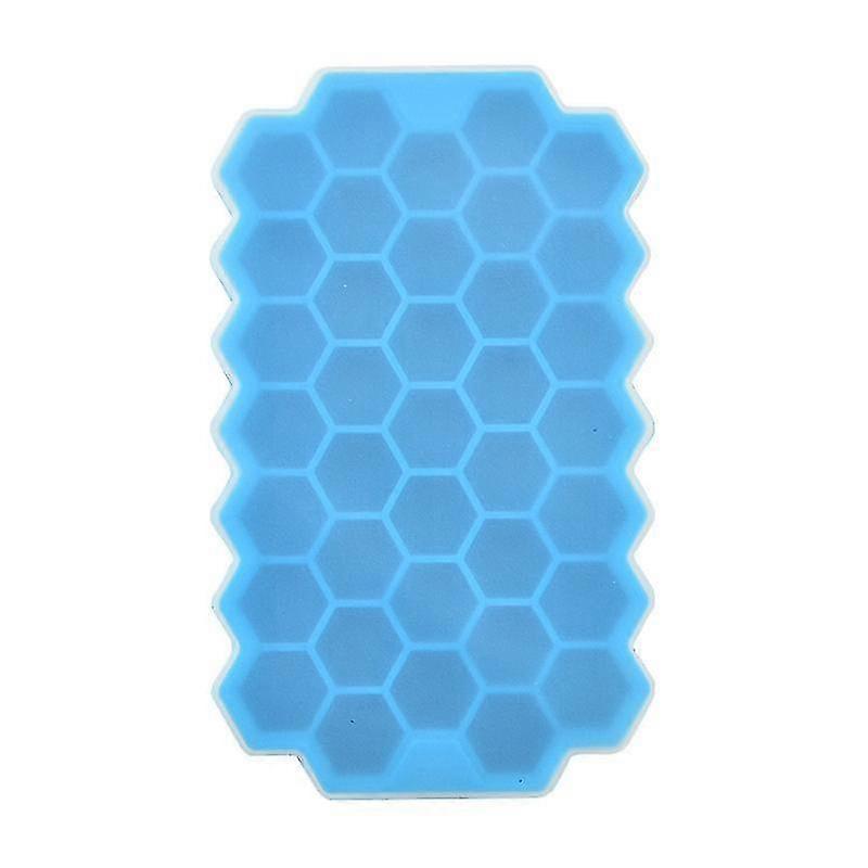 Food-grade silicone ice cube tray mold, blue with lid, stackable and easy to clean