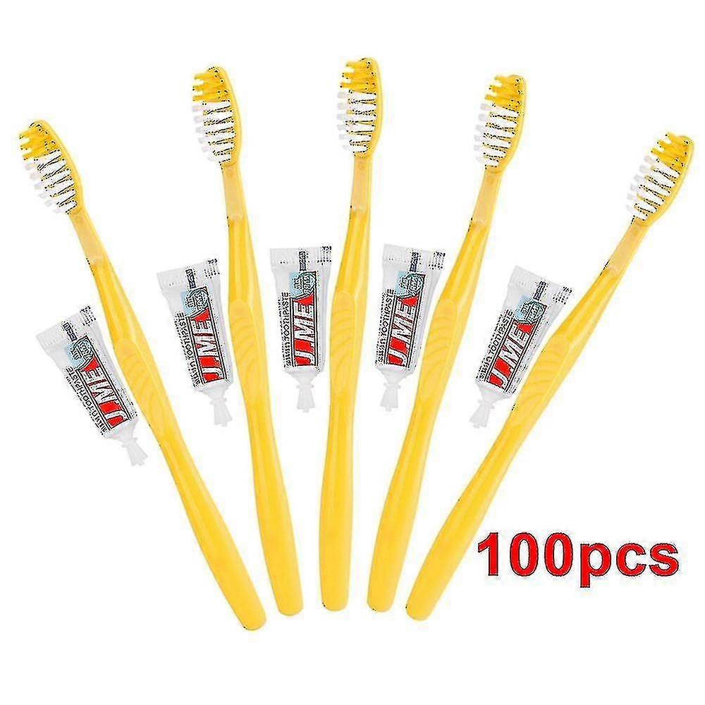 Disposable toothbrush and toothpaste set, made of plastic, weighing 9 grams, convenient for travel