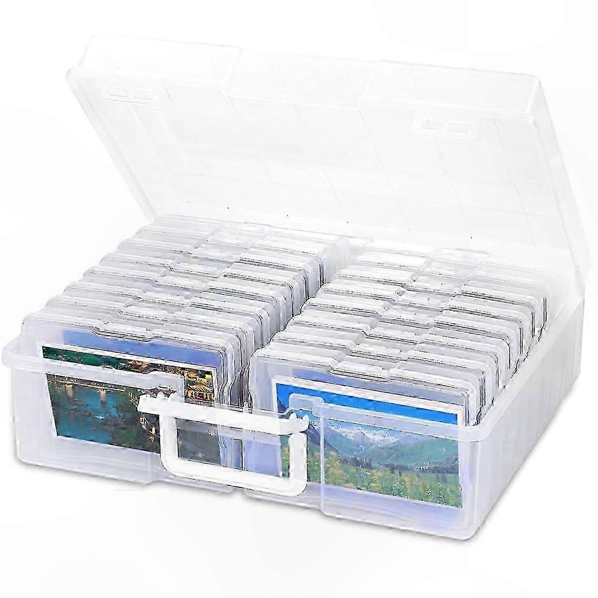 16-Compartment Photo Organizer Box for 1600 4x6 Pictures, Portable Memory Storage Solution