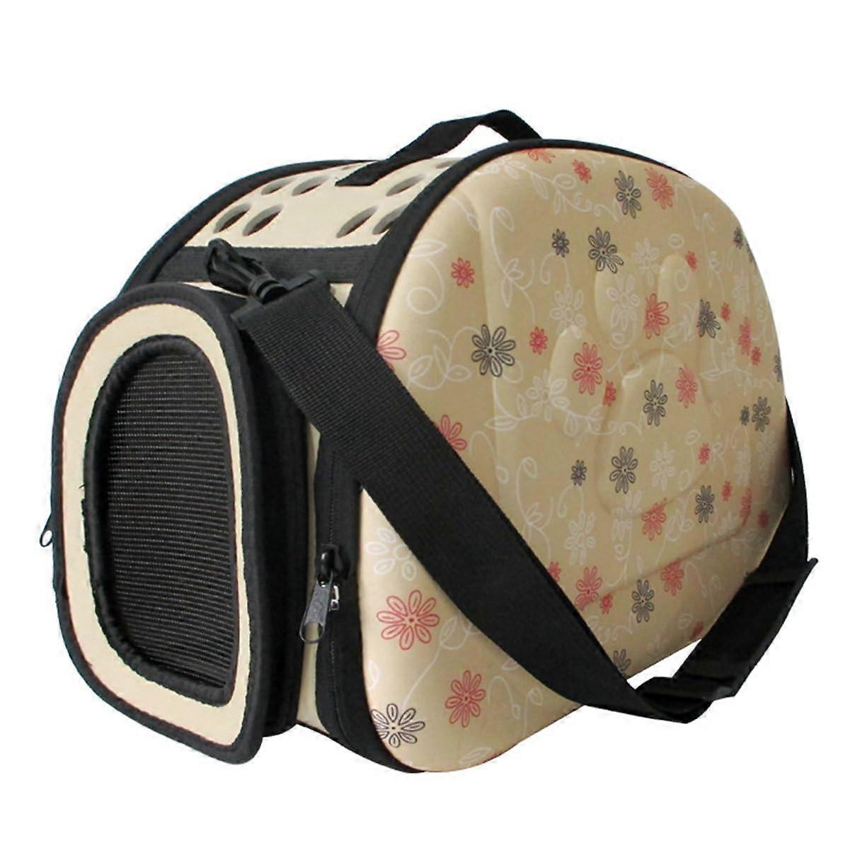Portable Outing Pet Bag - Breathable Yellow EVA and Mesh Dog and Cat Carrier, Foldable Shoulder Handbag, Space Cage Transport Box