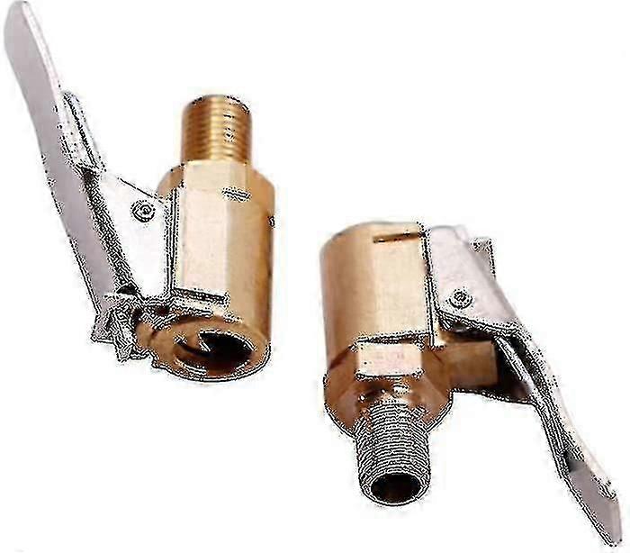 2-częściowy adapter zaworu do opon samochodowych, dysza pompy 8 mm Mosiężny zawór inflatora Clip Clamp Connector Adapter do opon samochodowych lub ciężarowych Qyroadwolf