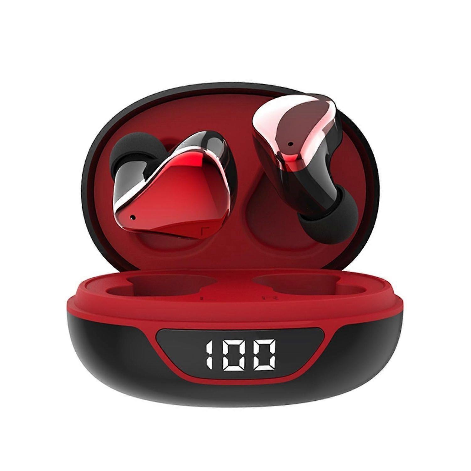 Small Wireless Earbuds Bluetooth 5.4 Noise Cancelling for iPhone Android(Red)
