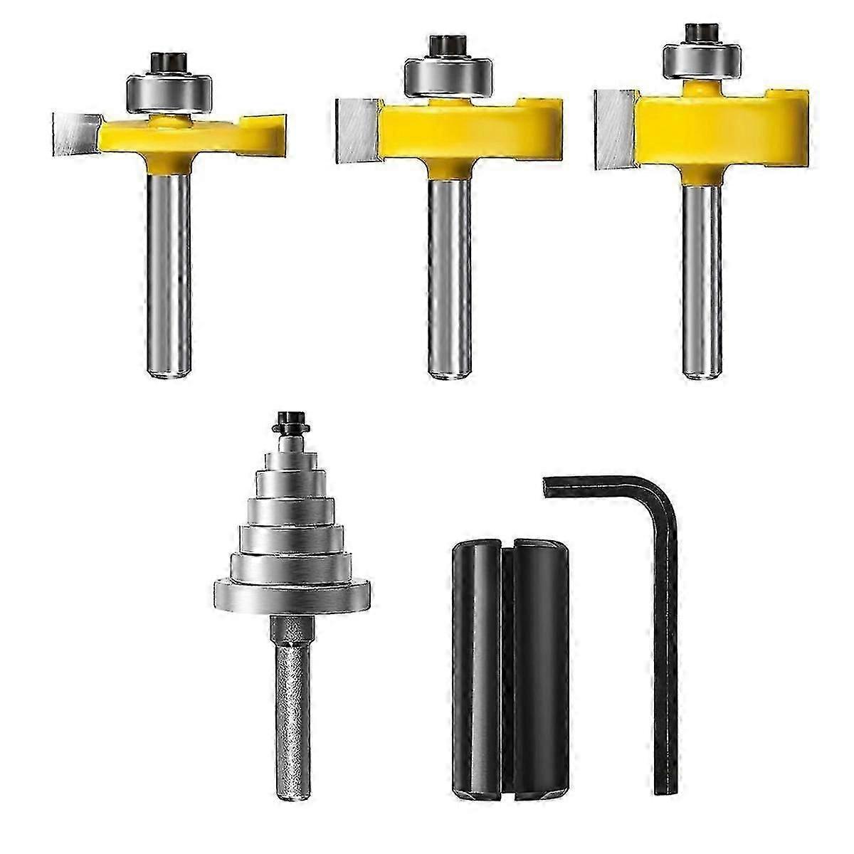 1/4inch Rabbet Router Bit Set,3 Pieces Carbide Tipped Rabbeting Router Bit,interchangeable And Adju