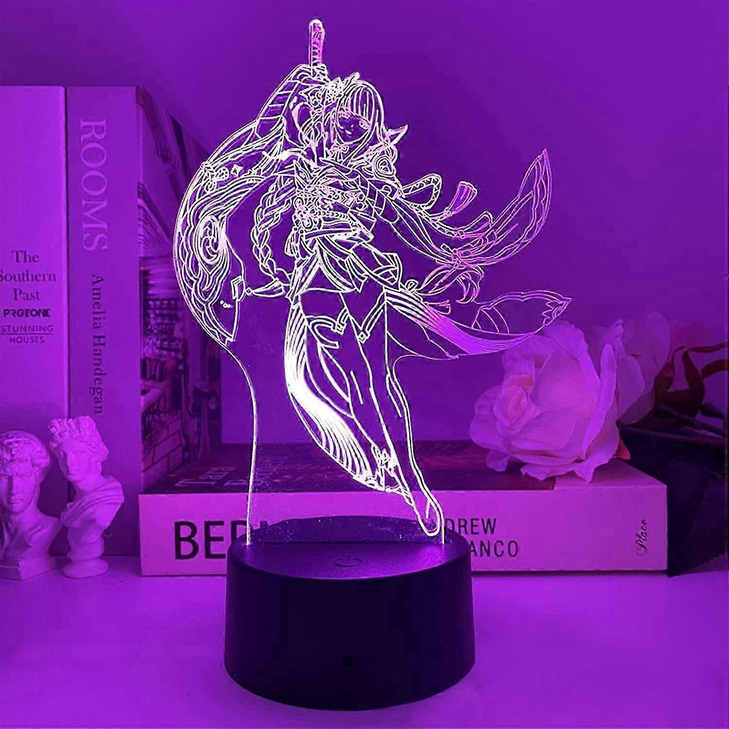 Night Lights Keqing Figure Anime Game 3D LED Table Lamp for Bedroom Decor Led Light