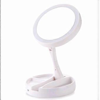 Foldable USB Charging Or Battery Led Mirror Makeup White Vanity Cosmetic Mirror With Mirrors