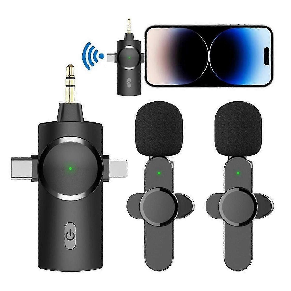 3 In1 Wireless Lavalier Microphone for Interviews Video for IPhone