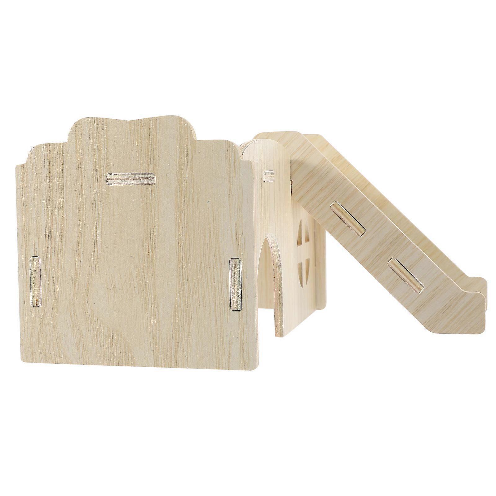 Hamster Castle Wooden Rat House for Hamster Hideout Khaki Wood