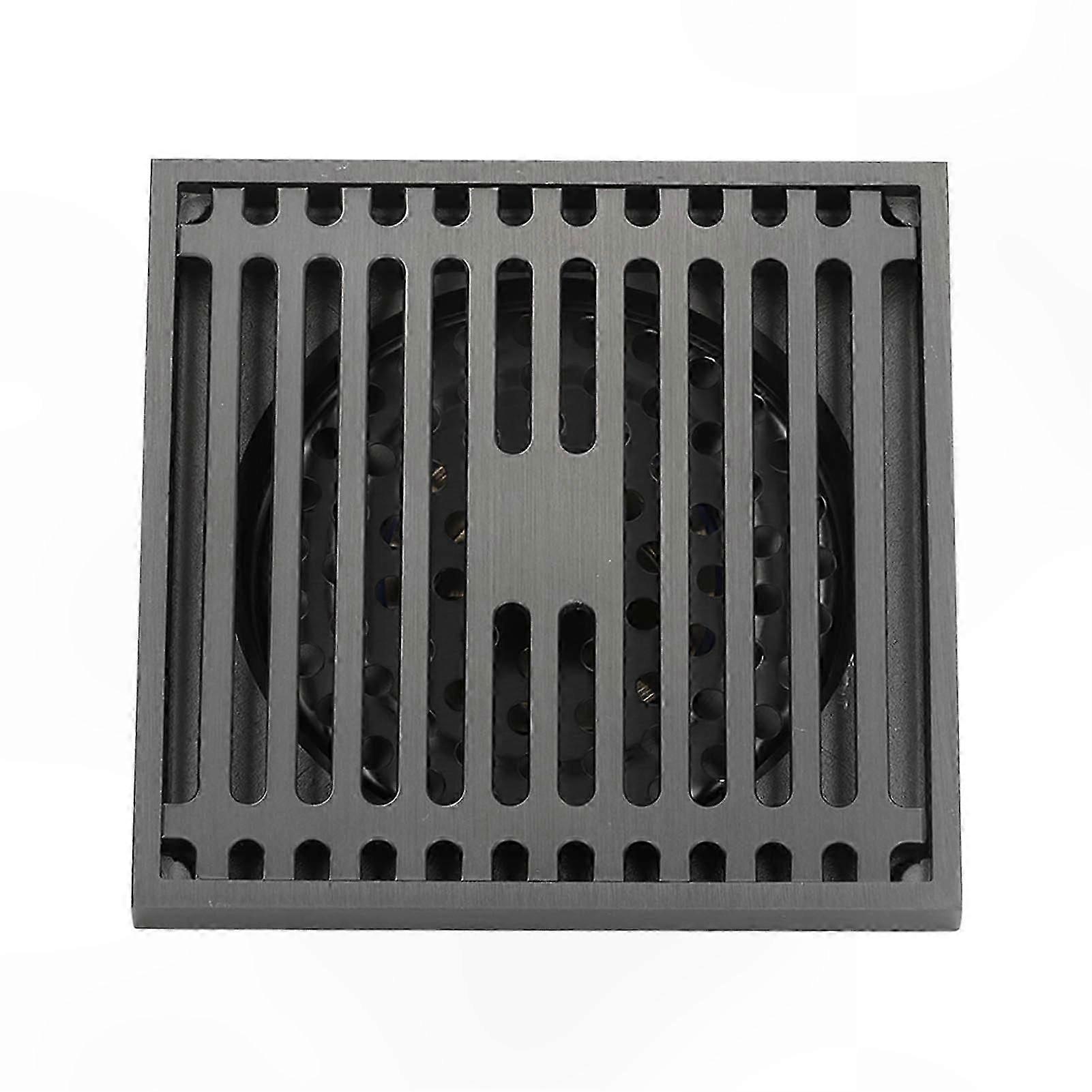 Square Stainless Steel Floor Drain with Anti-Odor Design for Bathroom and Balcony Use - Large Capacity and Durable Grate in Grey Finish