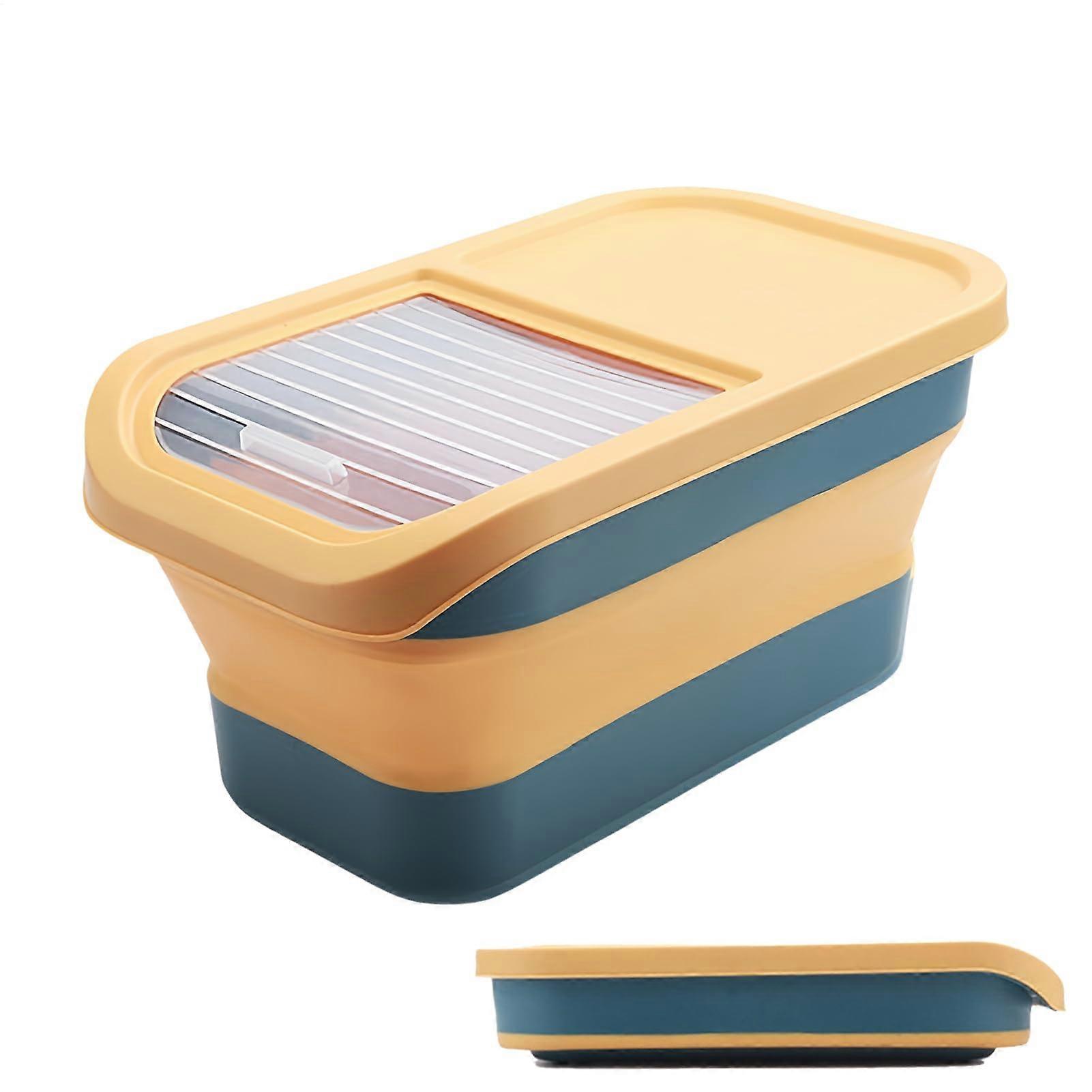 Dog Food Storage 1215 Kg Capacity Airtight Container Foldable Box With Hinged Lid And Wheels For Daily Feeding