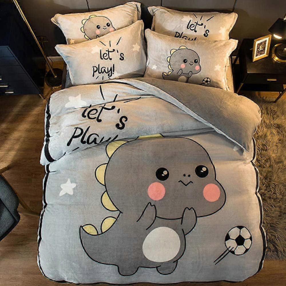 y369 Double Duvet Quilt Cover Bedding Set Pillowcases 3D - Cute Anime Dinosaur 2 Piece Pillow Cover And 1 Piece Badding With Zipper Closure Soft Easy