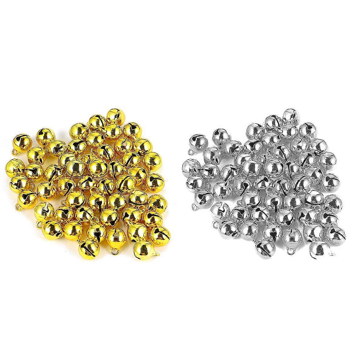 Jingle Bells Keychain Pendant Suitable for Decoration 200Pcs Mixed Golden Silver