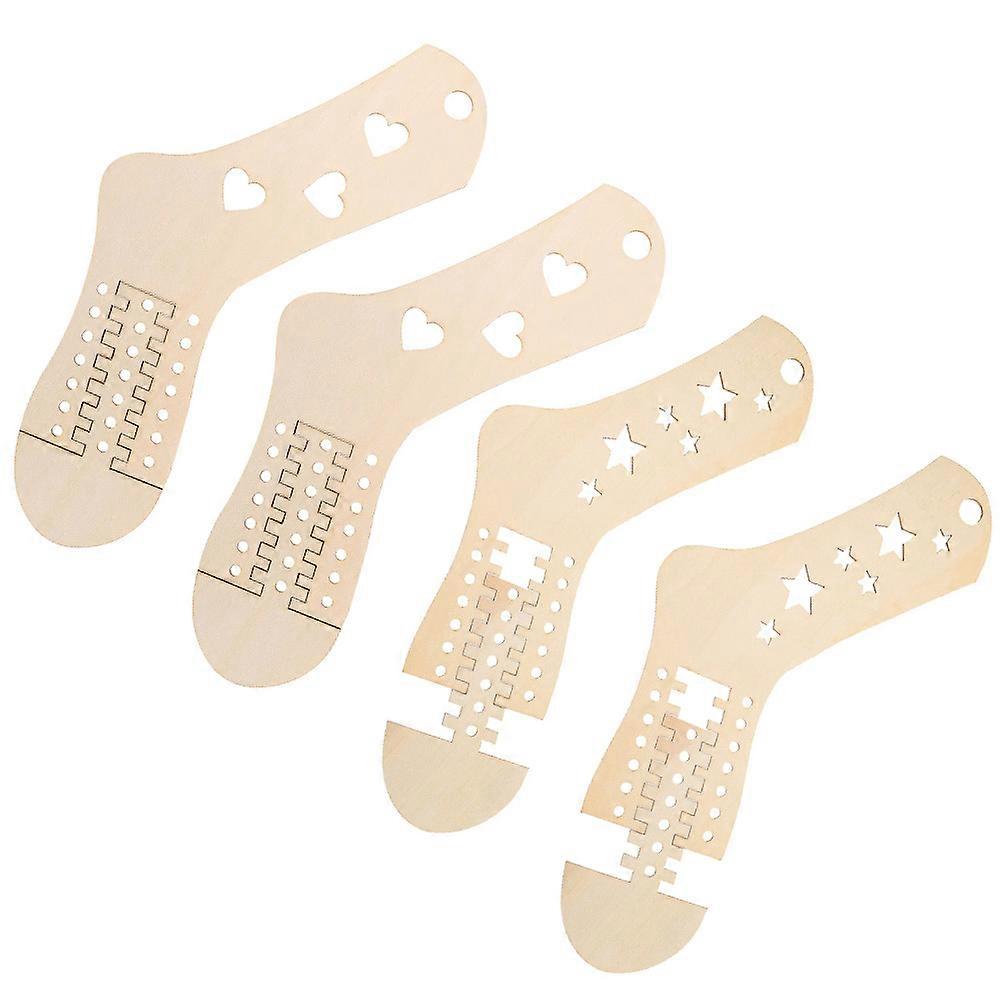 Wood Sock Blockers for Knitting Crochet Sock Molds 4Pairs Pack