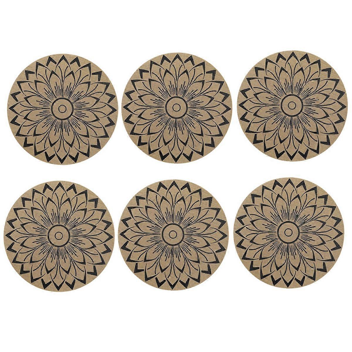 6pcs Black Round Flower Insulation Pad