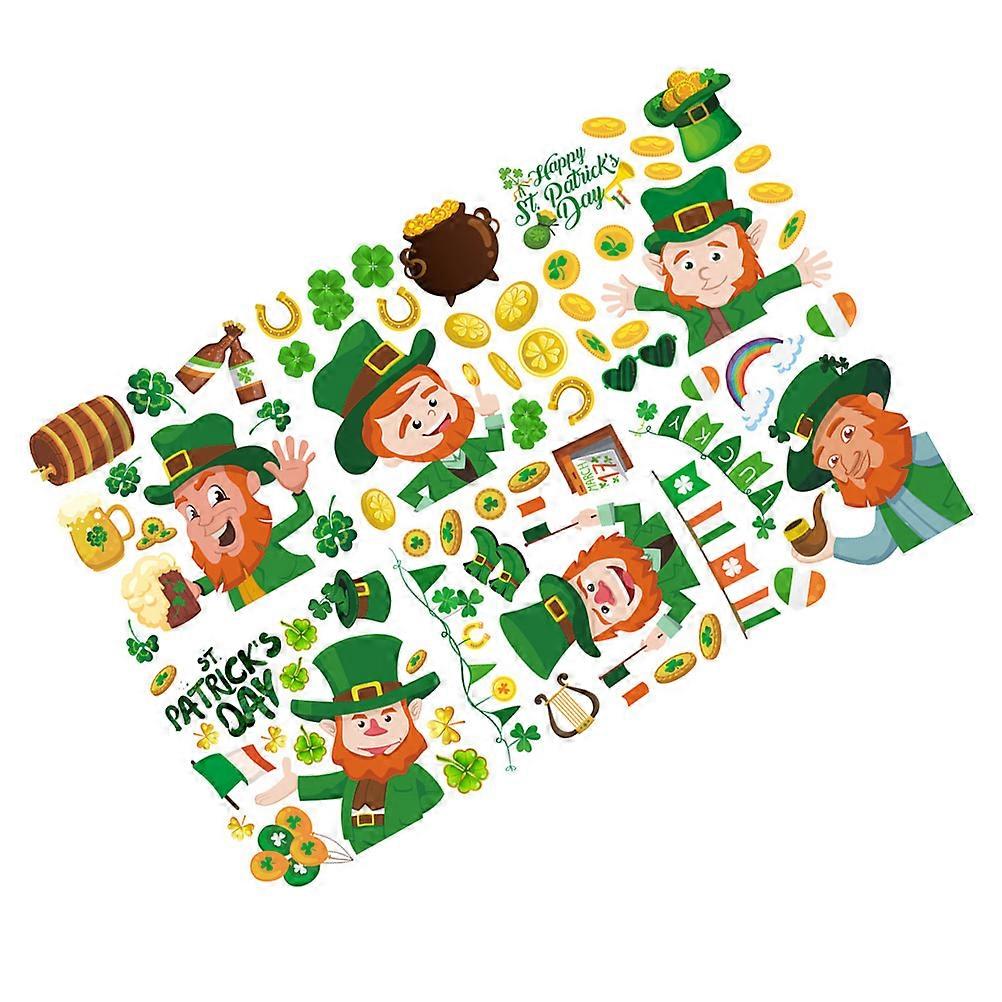 St. Patrick's Day Wall Sticker 12 Sheets Green Decor For Smooth Surface And Tile Easy To Stick PVC