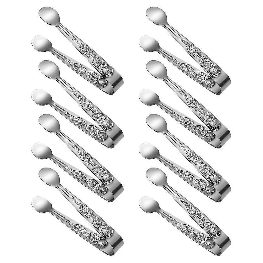 304 Stainless Steel Tongs 40 Pcs Rectangular Shape Handling Snacks For Banquet Desserts Coffee Serving