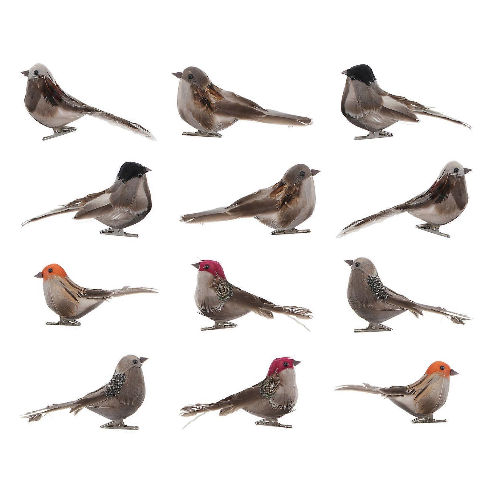 Scene Bird Decor Lifelike Statue for Decor 24Pcs Simulated Sparrow Adornment